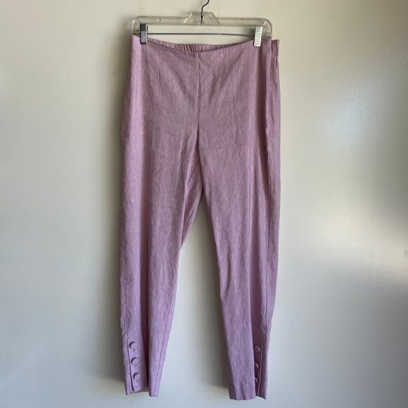 J.JILL Linen Stretch Crop Button Hem Pants Size Small Purple Pink - Picture 1 of 12